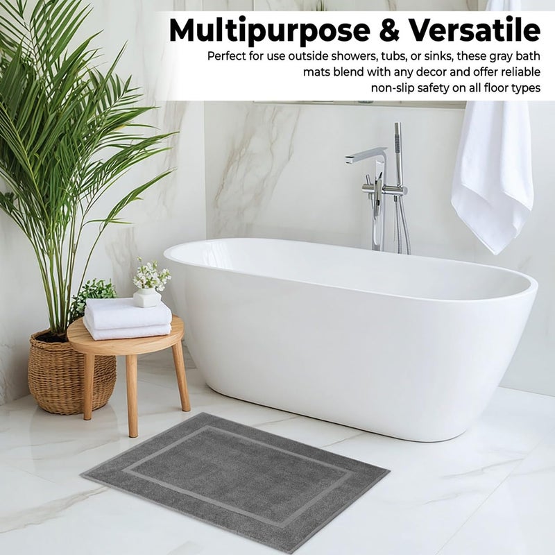 KAHAF COLLECTION Bath Mat Floor Towel Set - Absorbent Cotton Hotel Spa Shower/Bathtub Mats [Not a Bathroom Rug] 22"x34" Pack of 2 - Image 2